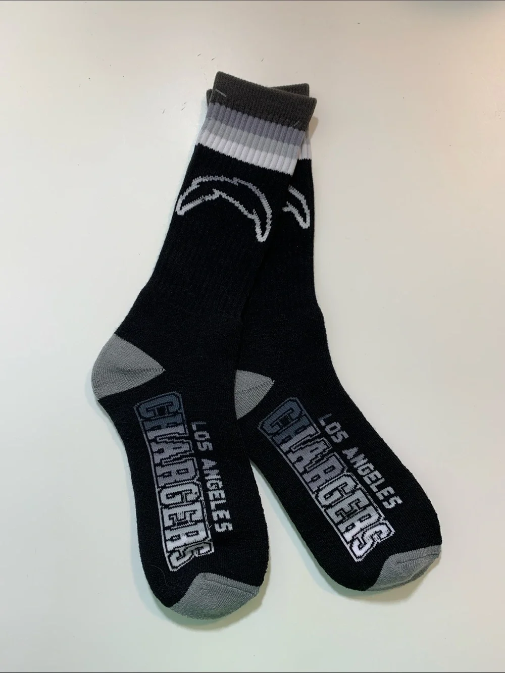 Los Angeles, Chargers Black & Gray Crew Socks